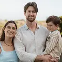 Nick and Michaella, Picture Me's founders, with their son