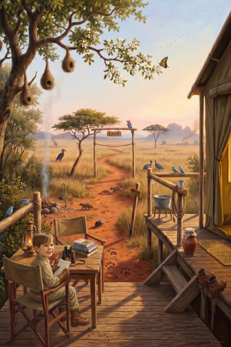 Illustrated page 4 of the safari story