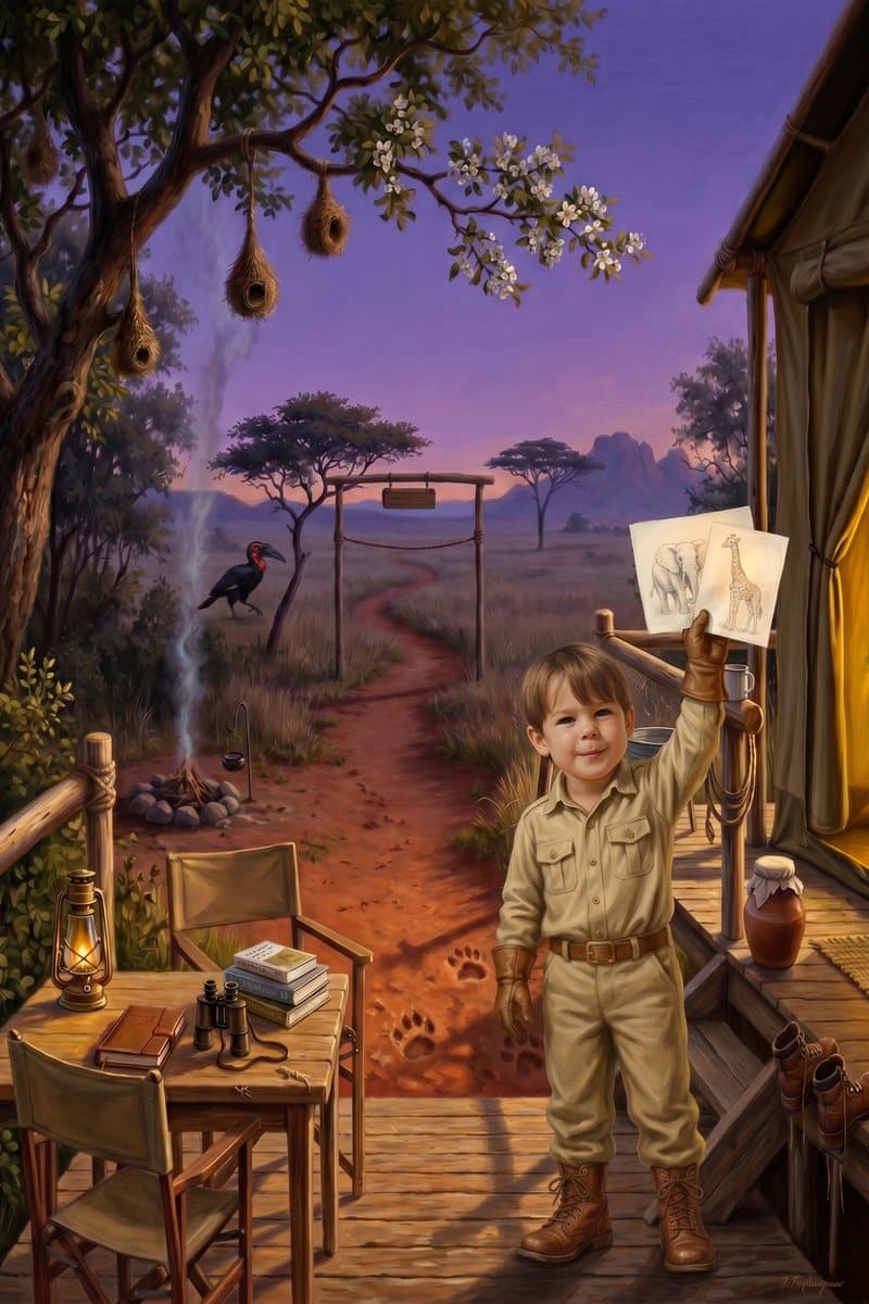 Illustrated page 17 of the safari story